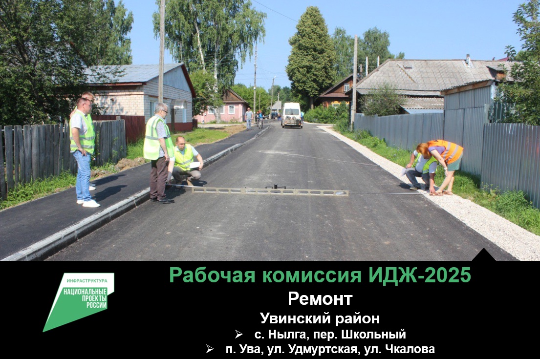 В Увинском районе проверили ход работ на трех дорожных объектах в селе Нылга и поселке Ува.
